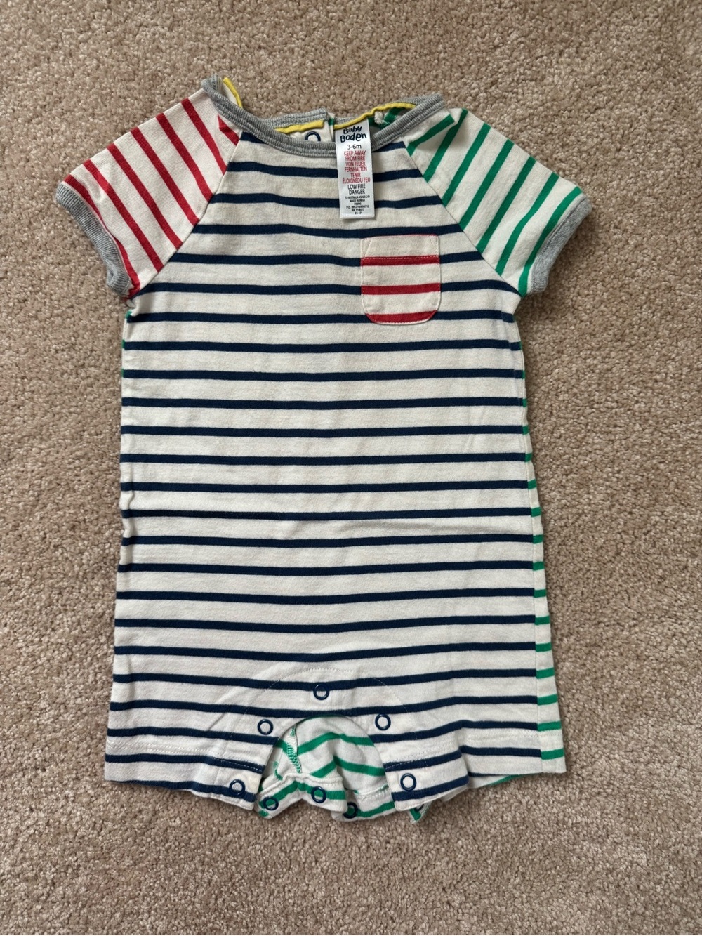Baby Boden Multicolor Stripe Romper size 3-6 months